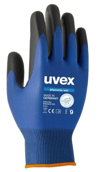 uvex unisex Arbeitshandschuhe phynomic WET blau Größe 9, 1 Paar