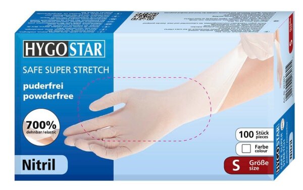 HYGOSTAR unisex Einmalhandschuhe SAFE SUPER STRETCH weiß Größe S, 100 St.
