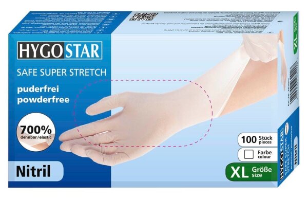 HYGOSTAR unisex Einmalhandschuhe SAFE SUPER STRETCH weiß Größe XL, 100 St.