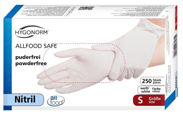 HYGOSTAR unisex Einmalhandschuhe ALLFOOD SAFE weiß Größe S, 250 St.