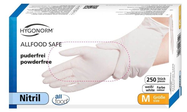 HYGOSTAR unisex Einmalhandschuhe ALLFOOD SAFE weiß Größe M, 250 St.