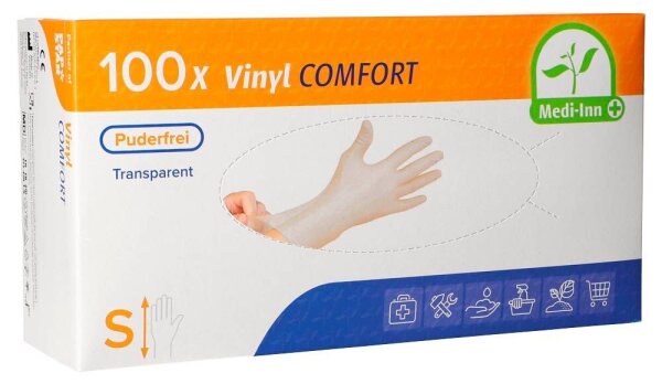 Medi-Inn® unisex Einmalhandschuhe COMFORT transparent Größe S, 100 St.