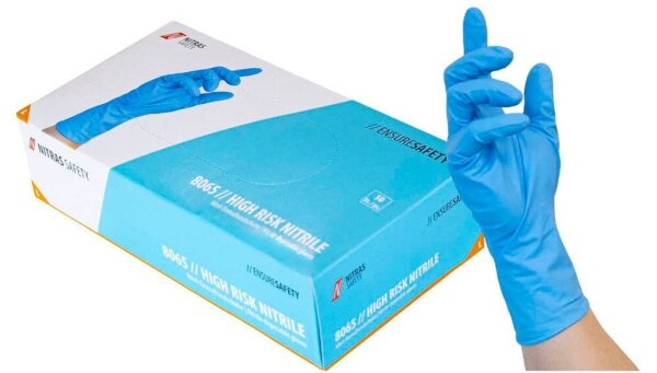 NITRAS MEDICAL unisex Einmalhandschuhe HIGH RISK NITRILE blau Größe L, 50 St.