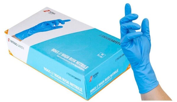 NITRAS MEDICAL unisex Einmalhandschuhe HIGH RISK NITRILE blau Größe M, 50 St.