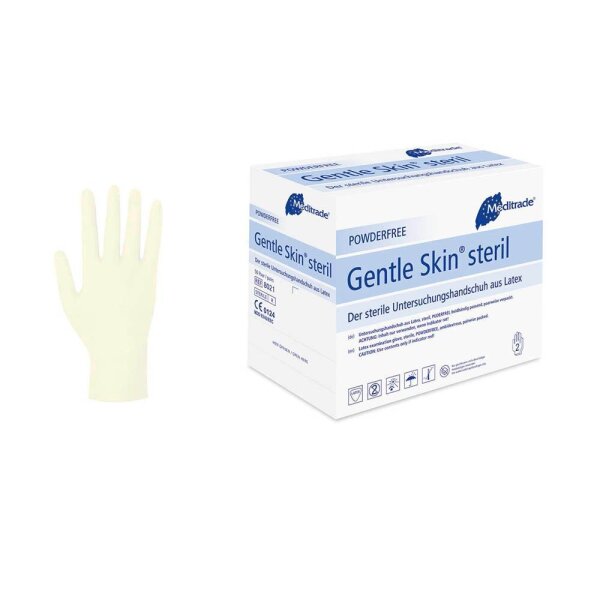 Meditrade® unisex Einmalhandschuhe Gentle Skin® steril beige Größe S, 50 Paar