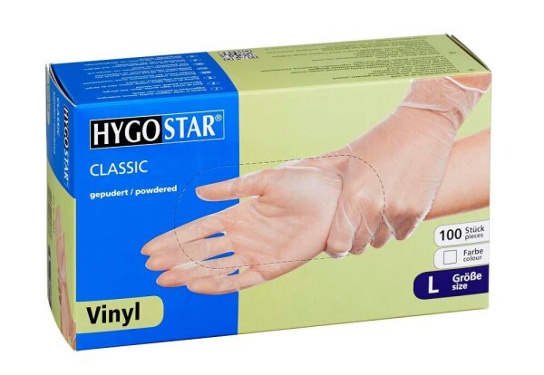 HYGOSTAR unisex Einmalhandschuhe CLASSIC transparent Größe L, 100 St.