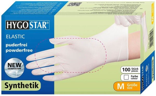 HYGOSTAR unisex Einmalhandschuhe ELASTIC weiß Größe M, 100 St.