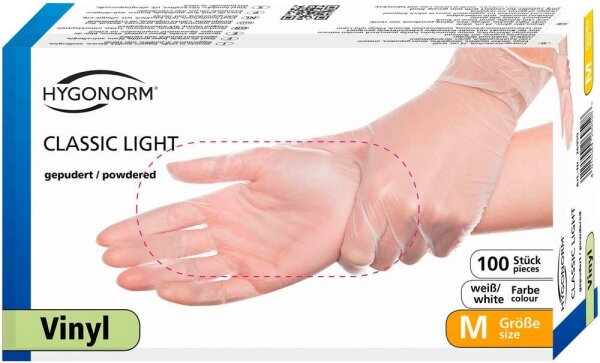 HYGONORM unisex Einmalhandschuhe CLASSIC LIGHT weiß Größe M, 100 St.