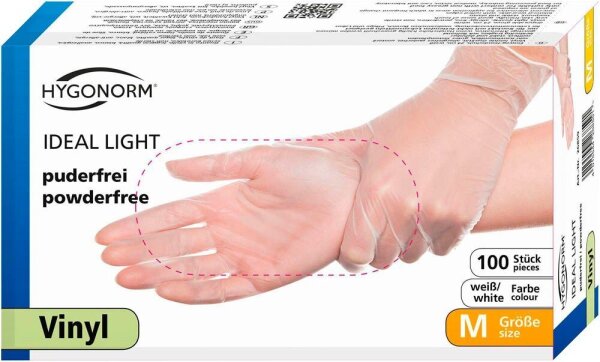 HYGONORM unisex Einmalhandschuhe IDEAL LIGHT weiß Größe M, 100 St.