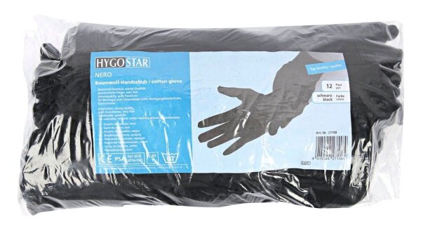 HYGOSTAR unisex Arbeitshandschuhe Nero schwarz Größe 8, 12 Paar