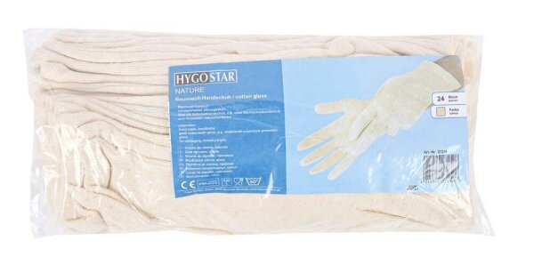 HYGOSTAR unisex Arbeitshandschuhe Nature weiß Größe 8, 24 St.