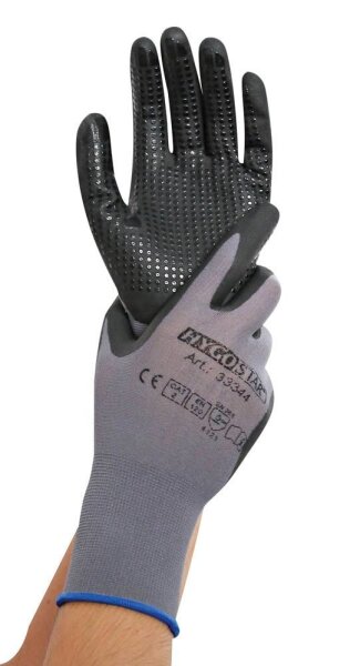 HYGOSTAR unisex Arbeitshandschuhe Ergo Flex Dotty grau Größe 9, 12 Paar
