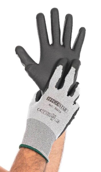 HYGOSTAR unisex Arbeitshandschuhe Cut Safe Touch grau Größe 9, 10 Paar