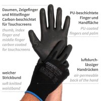 HYGOSTAR unisex Arbeitshandschuhe Black Ace Touch schwarz Größe 7, 12 Paar