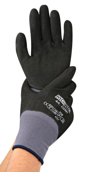 HYGOSTAR unisex Arbeitshandschuhe Ergo Flex 4/4-beschichtet grau Größe 7, 12 Paar