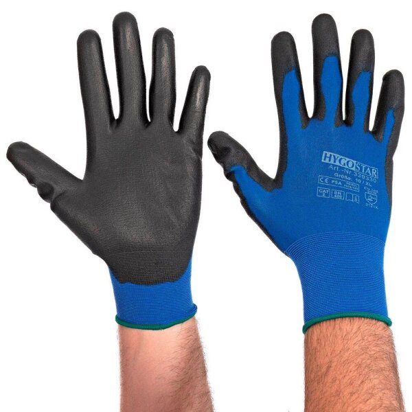 HYGOSTAR unisex Arbeitshandschuhe Ultra Light blau Größe 10, 12 Paar