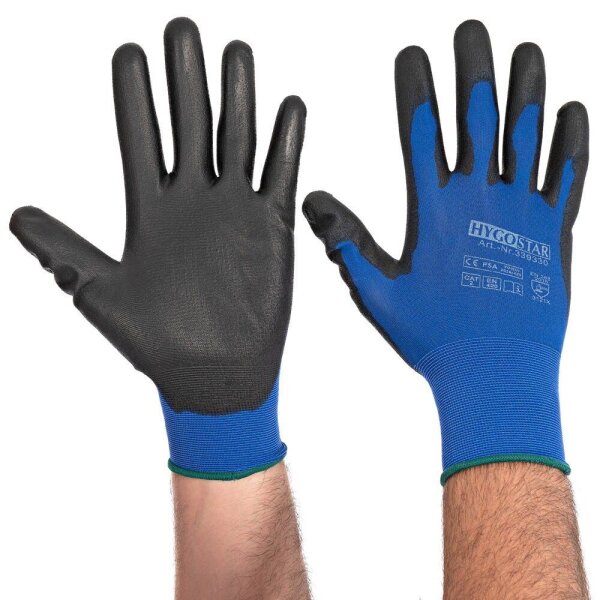 HYGOSTAR unisex Arbeitshandschuhe Ultra Light blau Größe 7, 12 Paar