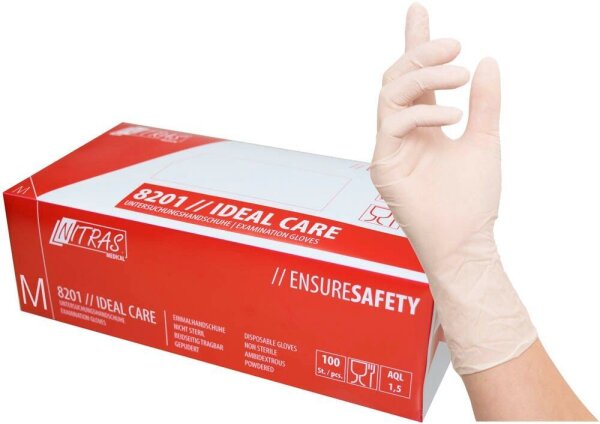NITRAS MEDICAL unisex Einmalhandschuhe IDEAL CARE weiß Größe M, 100 St.