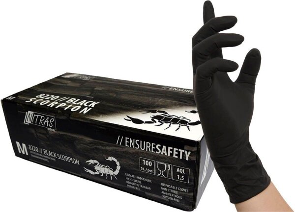 NITRAS MEDICAL unisex Einmalhandschuhe BLACK SCORPION schwarz Größe M, 100 St.