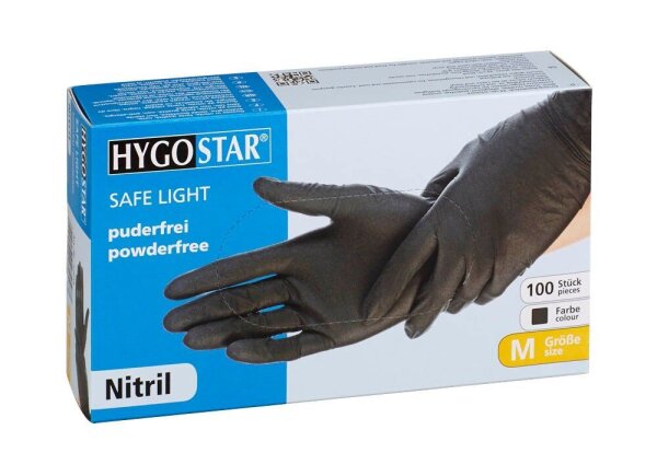 HYGOSTAR unisex Einmalhandschuhe SAFE LIGHT schwarz Größe M, 100 St.