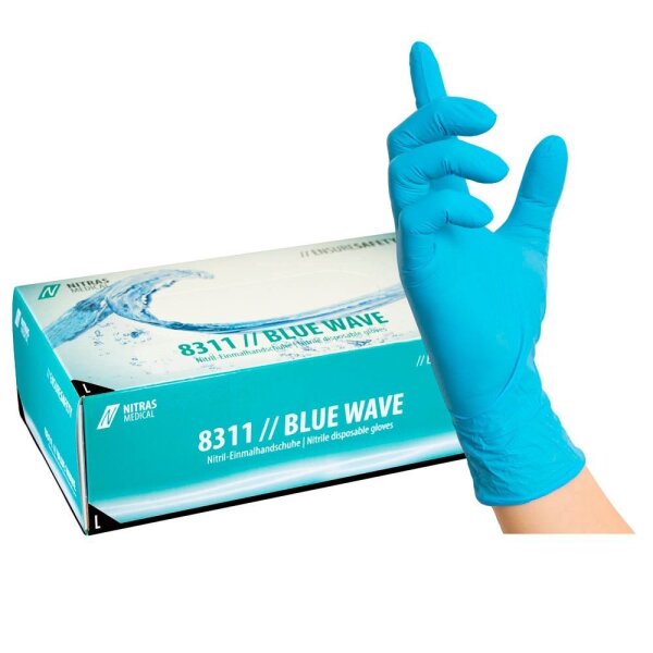 NITRAS MEDICAL unisex Einmalhandschuhe BLUE WAVE blau Größe L, 100 St.