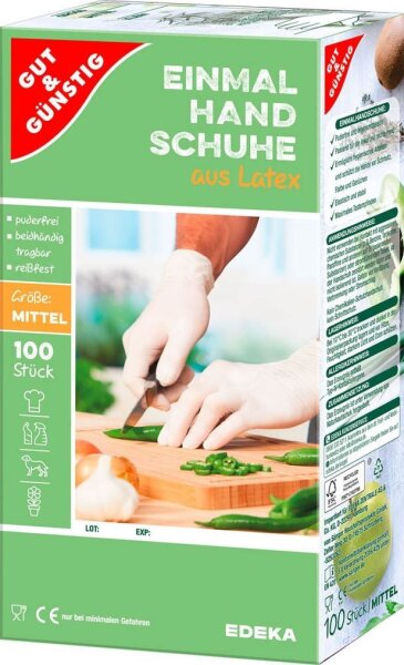 GUT&GÜNSTIG unisex Einmalhandschuhe weiß Größe M, 100 St.