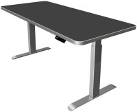 Kerkmann Move 3 Premium elektrisch höhenverstellbarer Schreibtisch anthrazit rechteckig, T-Fuß-Gestell silber 180,0 x 80,0 cm