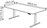 Kerkmann Move 3 Premium elektrisch höhenverstellbarer Schreibtisch weiß rechteckig, T-Fuß-Gestell silber 200,0 x 100,0 cm