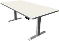 Kerkmann Move 3 Premium elektrisch höhenverstellbarer Schreibtisch weiß rechteckig, T-Fuß-Gestell silber 200,0 x 100,0 cm