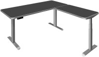 Kerkmann Move 3 Premium elektrisch höhenverstellbarer Schreibtisch anthrazit L-Form, T-Fuß-Gestell silber 180,0 x 180,0 cm