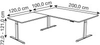 Kerkmann Move 3 Premium elektrisch höhenverstellbarer Schreibtisch lichtgrau L-Form, T-Fuß-Gestell silber 200,0 x 220,0 cm