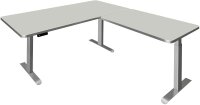 Kerkmann Move 3 Premium elektrisch höhenverstellbarer Schreibtisch lichtgrau L-Form, T-Fuß-Gestell silber 200,0 x 220,0 cm