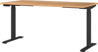 GERMANIA JET höhenverstellbarer Schreibtisch navarra-eiche rechteckig, T-Fuß-Gestell schwarz 160,0 x 80,0 cm