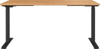GERMANIA JET höhenverstellbarer Schreibtisch navarra-eiche rechteckig, T-Fuß-Gestell schwarz 160,0 x 80,0 cm