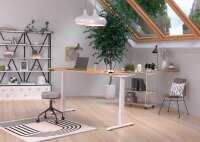 GERMANIA JET höhenverstellbarer Schreibtisch navarra-eiche rechteckig, T-Fuß-Gestell weiß 180,0 x 80,0 cm