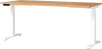 GERMANIA JET höhenverstellbarer Schreibtisch navarra-eiche rechteckig, T-Fuß-Gestell weiß 180,0 x 80,0 cm