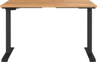 GERMANIA JET höhenverstellbarer Schreibtisch navarra-eiche rechteckig, T-Fuß-Gestell schwarz 120,0 x 80,0 cm