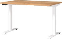 GERMANIA JET höhenverstellbarer Schreibtisch navarra-eiche rechteckig, T-Fuß-Gestell weiß 120,0 x 80,0 cm