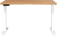 GERMANIA JET höhenverstellbarer Schreibtisch navarra-eiche rechteckig, T-Fuß-Gestell weiß 120,0 x 80,0 cm