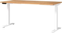 GERMANIA JET höhenverstellbarer Schreibtisch navarra-eiche rechteckig, T-Fuß-Gestell weiß 160,0 x 80,0 cm