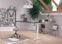 GERMANIA JET höhenverstellbarer Schreibtisch grafit rechteckig, T-Fuß-Gestell weiß 180,0 x 80,0 cm