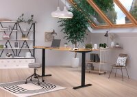 GERMANIA JET höhenverstellbarer Schreibtisch navarra-eiche rechteckig, T-Fuß-Gestell schwarz 180,0 x 80,0 cm