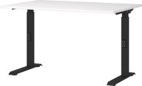GERMANIA DOWNEY höhenverstellbarer Schreibtisch weiß rechteckig, C-Fuß-Gestell schwarz 120,0 x 80,0 cm