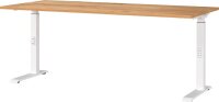 GERMANIA DOWNEY höhenverstellbarer Schreibtisch navarra-eiche rechteckig, C-Fuß-Gestell weiß 180,0 x 80,0 cm