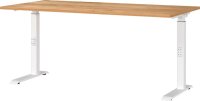 GERMANIA DOWNEY höhenverstellbarer Schreibtisch navarra-eiche rechteckig, C-Fuß-Gestell weiß 160,0 x 80,0 cm