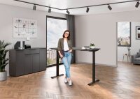 GERMANIA JET höhenverstellbarer Schreibtisch grafit rechteckig, T-Fuß-Gestell schwarz 180,0 x 80,0 cm