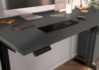 GERMANIA JET höhenverstellbarer Schreibtisch grafit rechteckig, T-Fuß-Gestell schwarz 180,0 x 80,0 cm
