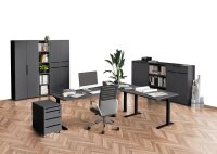 GERMANIA JET höhenverstellbarer Schreibtisch grafit rechteckig, T-Fuß-Gestell schwarz 120,0 x 80,0 cm