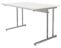 Kerkmann Schreibtisch weiß rechteckig, C-Fuß-Gestell chrom 120,0 x 80,0 cm