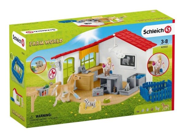 Schleich® Farm World 42502 Tierarzt-Praxis mit Haustieren Spielfiguren-Set
